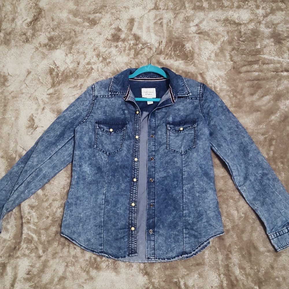 Forever 21 Button Up Denim Top